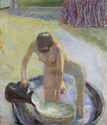 Krypende naken i badekaret, 1918