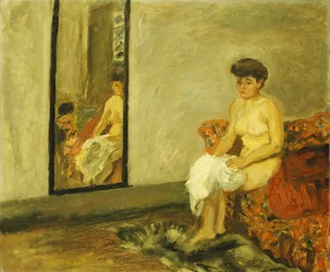 Akt sittende på en rød stol, 1908