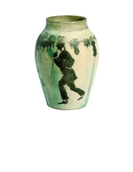 Liten vase: gatebilde, ca. 1894-95 (India blekk på uglasert malt porselens balustervase)