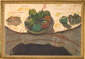 Stilleben, en tallerken med frukt (maleri på lerret)
