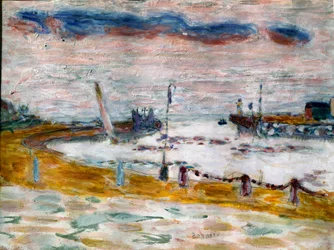 Utgangen av havnen i Trouville i Normandie Maleri av Pierre Bonnard (1867-1947) 1936 Collection privvee