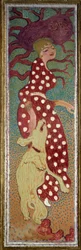 Kvinne i kjole med hvite prikker Maleri av Pierre Bonnard (1867-1947) 1891 Dim. 1,6x0,48 m Paris, musee d