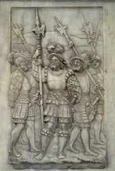 Halberdiers, detalj fra graven til Francois I og Claude de France, bestilt i 1548 (marmor)