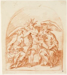 Allegorisk figur av sommeren flankert av Pomona og Ceres