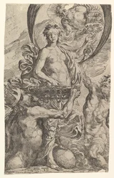 Jupiter, Pluto og Neptun tilbyr sin rikdom til formuen, 1624.