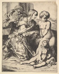 Jomfru som kneler foran Kristus, 1610-42.