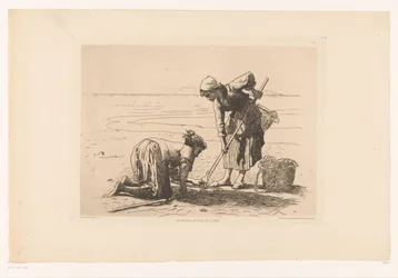 Fiskere ved kysten Pecheuses au bord de la mer. (tittel på objekt)