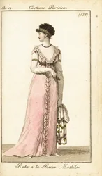 Kvinne i en kjole i stil med Matilda of Flanders, Paris