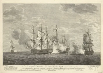 Angrep av et engelsk skip på tre franske skip utenfor St. Eustatius, 1758