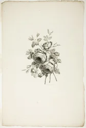 Bukett med roser, fra samling av forskjellige blomsterbuketter, oppfunnet og tegnet av Jean Pillement og gravert av P. C. Canot