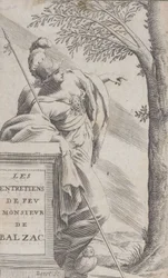 Frontispice, fra Intervjuer med avdøde Mr. Balzac Les Entretiens de Feu Monsieur d..., 1660.