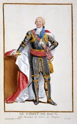 Grev de Daun, General of Armies of the Holy Roman Empire (1705-66) fra Collection of Prints, representing Rangs and Dignities, following the Costume of all Existing Nations