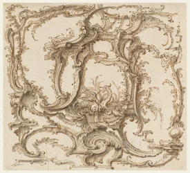 Tegning, ornamentkomposisjon, ca. 1745