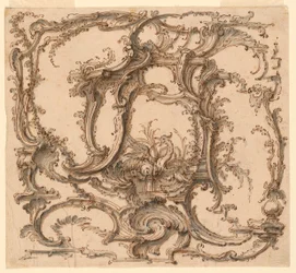 Tegning, ornamentkomposisjon, ca. 1745
