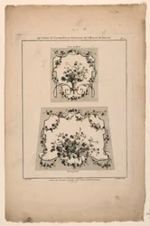 Design for Tapestry-stolseter, plate 1 fra "Cahier de Cartouches et Ornemens de l