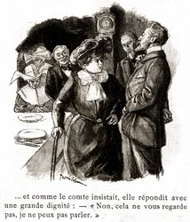 «Boule de Suif»: Elisabeth Rousset nekter å svare på tellingen, tidlig på 1900-tallet (illustrasjon)