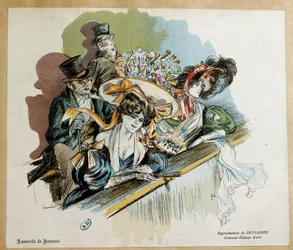 Elegante par på Watercolor Theatre av Pierre Georges Jeanniot