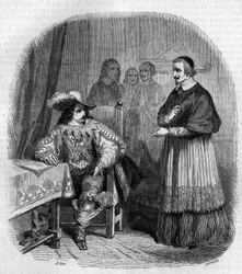 Grunnlagt i 1635 av Louis XIII (1601-1643) og kardinal Richelieu (Armand Jean du Plessis de Richelieu) (1585-1642). Gravering av G. Staal