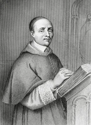 Portrett av Giulio Alberoni (1664-1752), italiensk kardinal og statsmann, statsminister for Philip V av Spania, gravering av Pierre-Gustave-Eugene Staal (1817-1882)