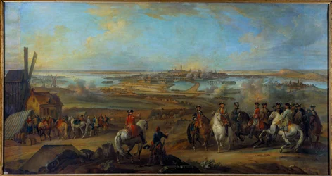 Campaign of Flanders (1745-1747): "" Kong Ludvig XV (1710-1774) ved setet til Mons i Hainaut i juli 1746"" Maleri av Pierre Nicolas Lenfant (1704-1787) 1700-talls søn. 1,77x3,35 m