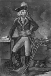 General Charles Pichegru (1761-1804) - Portrett i full lengde av Charles Pichegru (1761-1804), øverstkommanderende for hærene i Norden, Sambre og Meuse, Rhinen og Mosel" Gravering av Pierre Michel Alix (1762- 1817), av Alexandre Evariste FRAGONARD (1780-18
