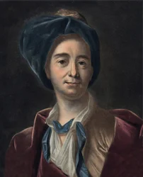 Portrett av Bernard Le Bouyer (Le Bovier) av Fontenelle (1657-1757), fransk forfatter. gravering etter Pierre Michel Alix