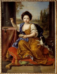Portrett av Louise Marie de Bourbon, Mademoiselle de Tours hertuginne av Orleans (1674-1681) Maleri av Pierre Mignard (1612-1695) 1692 Søn. 1,32x0,96 m
