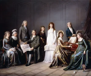 Portrett av Johann Burki, generalkommissær for kantonen Bern, og hans familie, 1797