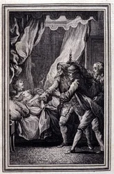 La Mandragore - i "" Fortellinger og noveller i vers "" av Jean La Fontaine. 1776. Illustrasjon av P.P. Choffard.