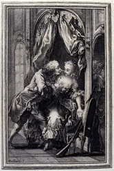 Misforståelser - i ""Fortellinger og noveller på vers"" av Jean La Fontaine. 1776. Illustrasjon av P.P. Choffard.
