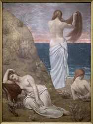 Unge jenter ved havet
