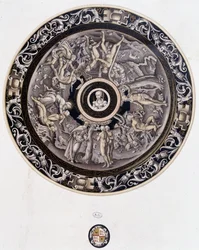 Porselensplate fra 1500-tallet som representerer Genesis av Pierre Reymond, Limoges