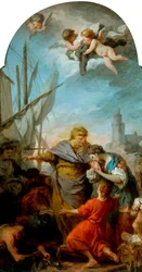 The Embarkation of St Paula for the Holy Land, ca. 1738-39 (olje på lerret)
