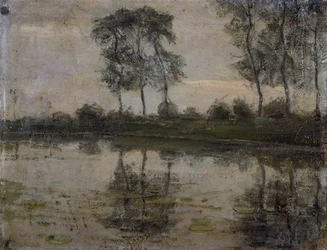 Trær ved elven Gein, av Piet Mondrian (1872-1944). Nederland, 20. århundre.