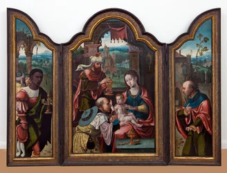 De vise menns tilbedelse, ca. 1530–80 (olje på panel)
