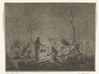 Bivuakk av kosakker ved brann under fransk okkupasjon i 1813 i Amsterdam