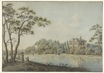 Utsikt over Over Holland-huset med tekuppel på Vecht i Nieuwersluis