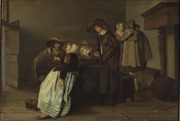 Une samtale - En samtale, av Codde, Pieter (1599-1678). Olje på lerret