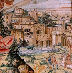 flamsk billedvev. Serien The Passion of Christ. Nedstigningen fra korset (Descandimiento). Den andre billedvevserien av Kristi lidenskap som tilhører Patrimonio Nacional. Modelltegnere fra kretsen til Jan van Roome. Produksjon Pieter va