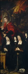 Evangelisten Johannes med to kvinner og to bedende jenter Høyre panel av The Last Judgment tri