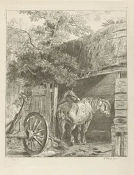 To hester i en låve