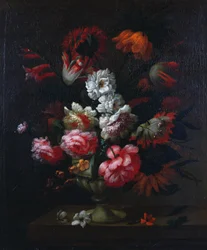 Stilleben av blomster i en urne (par 78177)