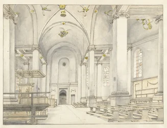 Utsikt over skipet til Nieuwe Kerk, Haarlem, med utsikt mot vest