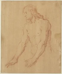 Naken ung mann, halvfigur