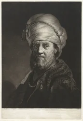 Portrettbyste av en mann iført turban