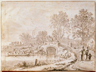 Bro over en kanalmåned i mai, 1656