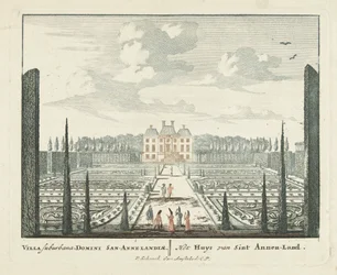 Utsikt over herskapshuset Clingendael i Haag Uitleereseene Gesichte van het Wijdvermaarde Loo som andre kongehus (serietittel) Admirandorum quadruplex spectaculum (serietittel)