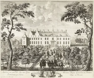 Ankomst av William III til jakthytta, Hof te Dieren, 1691