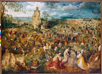 Kristus bærer korset (Bærer korset). Maleri av Pieter Bruegel (eller Breugel eller Brueghel eller Breughel) førstnevnte (1525-1569). 1564. Olje på tre. Mål: 1,24 X 1,70m. Wien, Kunsthistorisk museum.