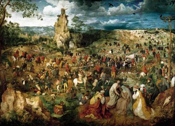 Oppstigningen til Golgata (Korsbæringen), maleri av Pieter Bruegel den eldre (eller Pierre Breugel eller Peter Brueghel eller Breughel)